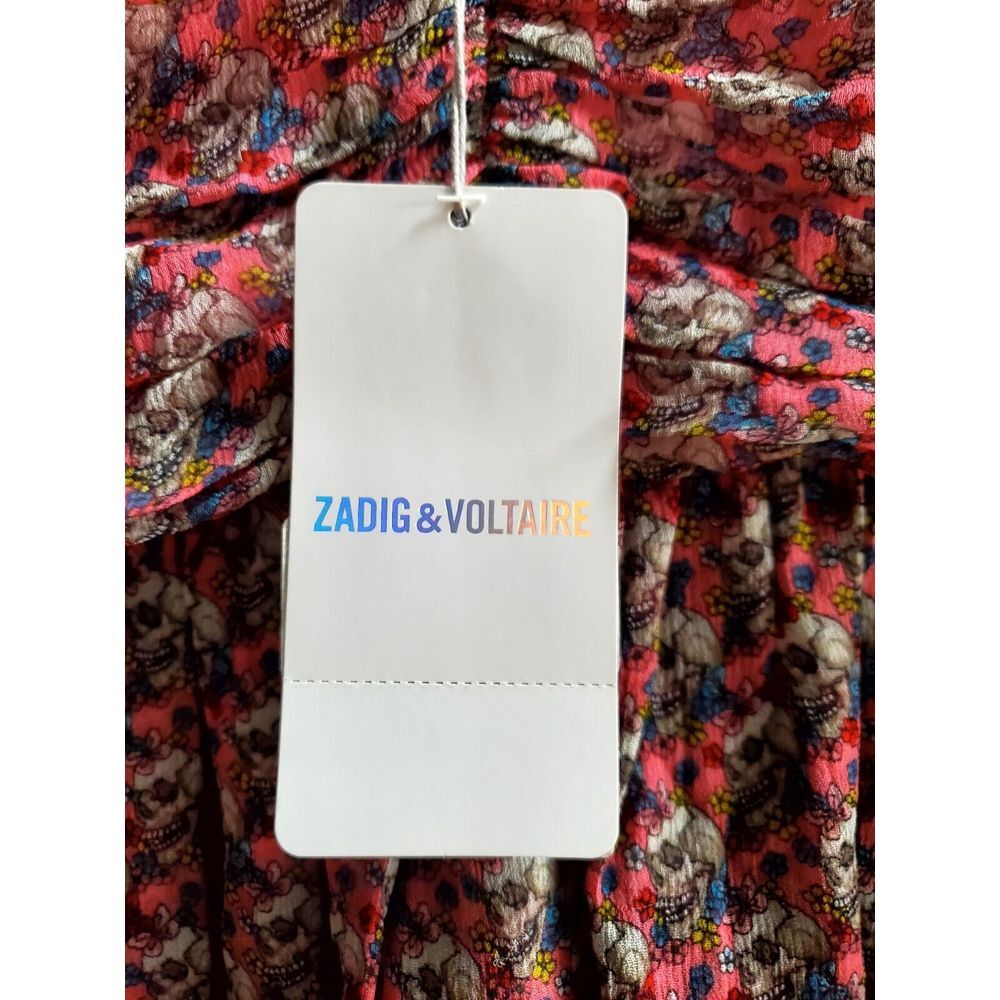 Zadig & Voltaire Javal Mousseline TDM Skirt Rose 36/SM Sugar Skulls Print NWT - Picture 10 of 15